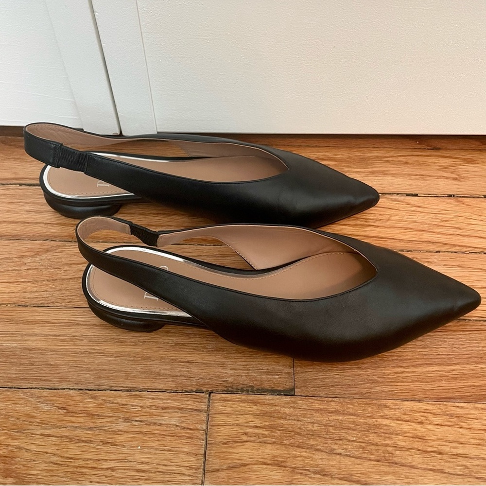 Linea Paolo Paula Slingback Black Leather Flat size 7.5